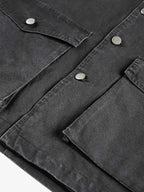 Clean Cut Leather Contrast Collar Pocket Jacket