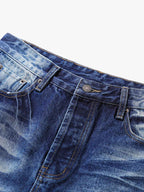 Washed Distressed Wrinkled Dyed Jeans