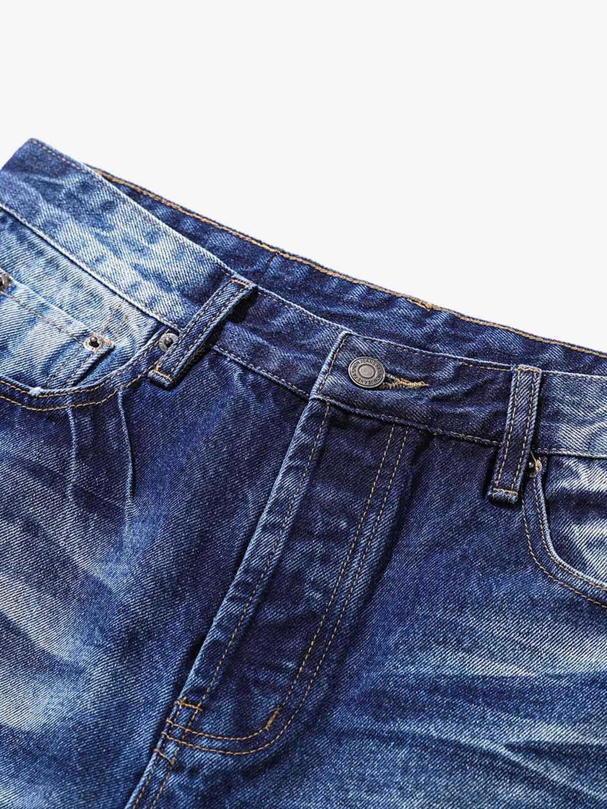 Washed Distressed Wrinkled Dyed Jeans