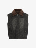 Vintage Leopard Print Fleece Zip Up Vest
