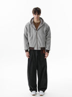 Retro Reversible Fleece Lined Zip-up Hooded Jacket