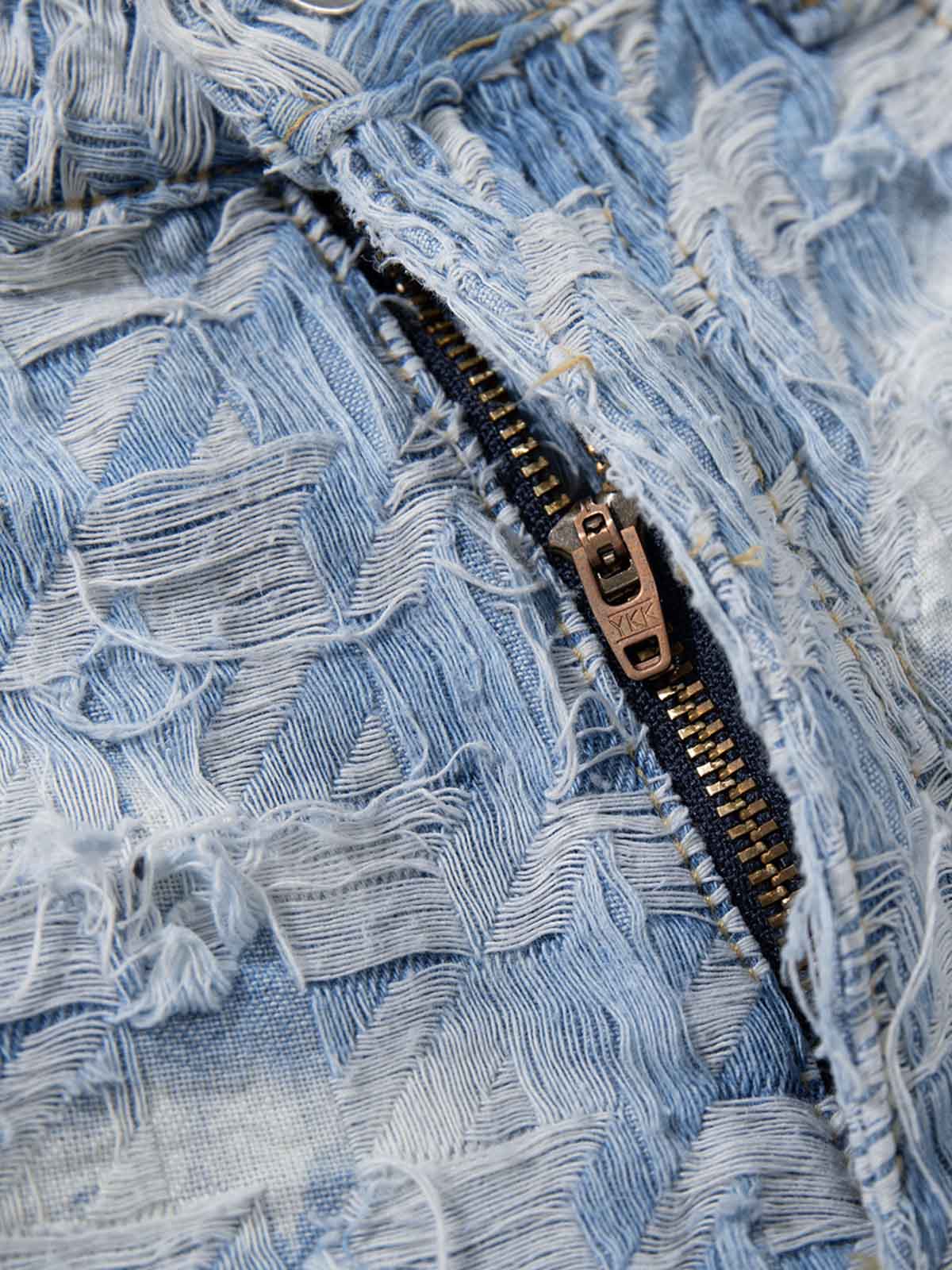 Distressed Frayed Textured Denim Jeans