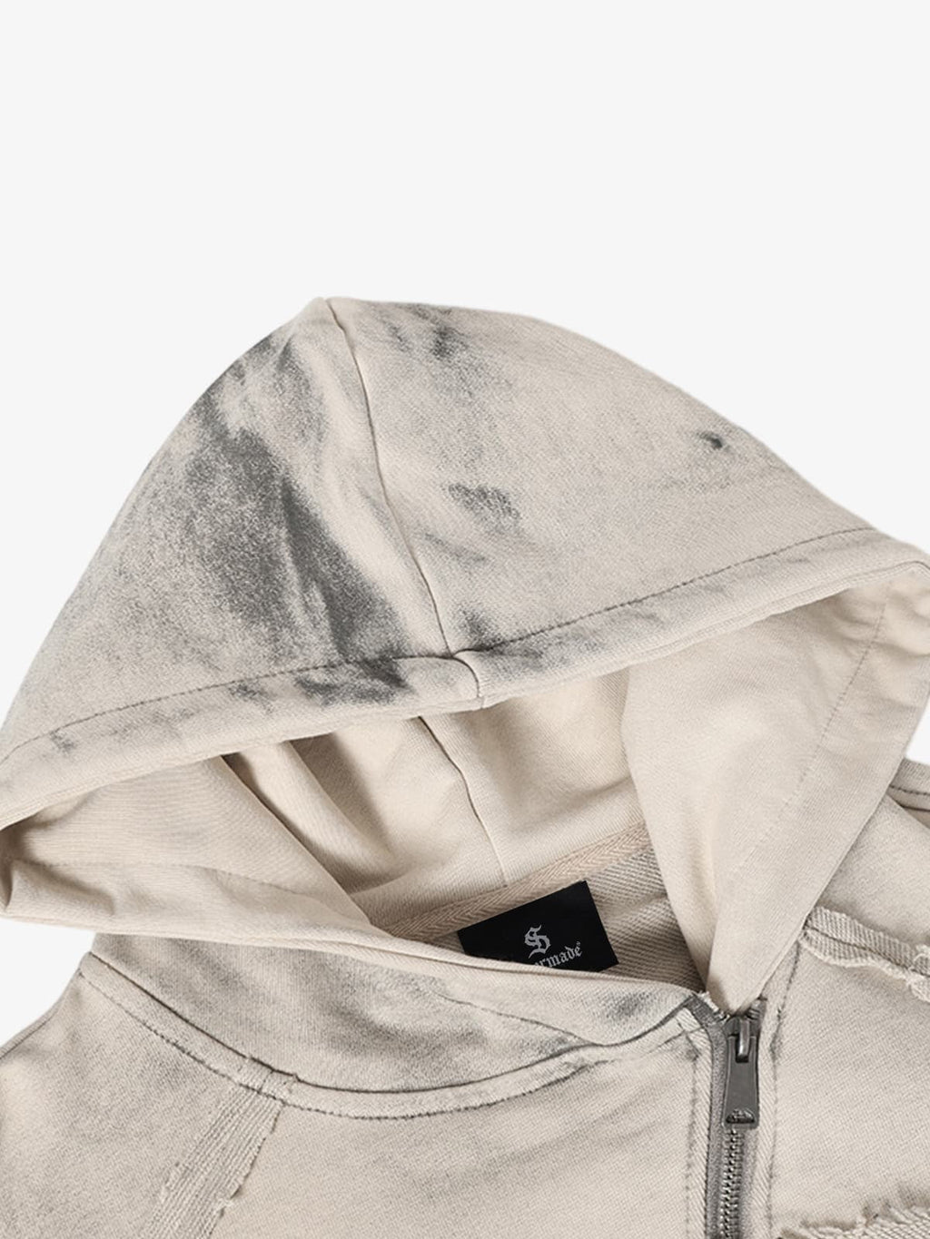 Retro Asymmetric Zip Up Deconstructed Hoodie