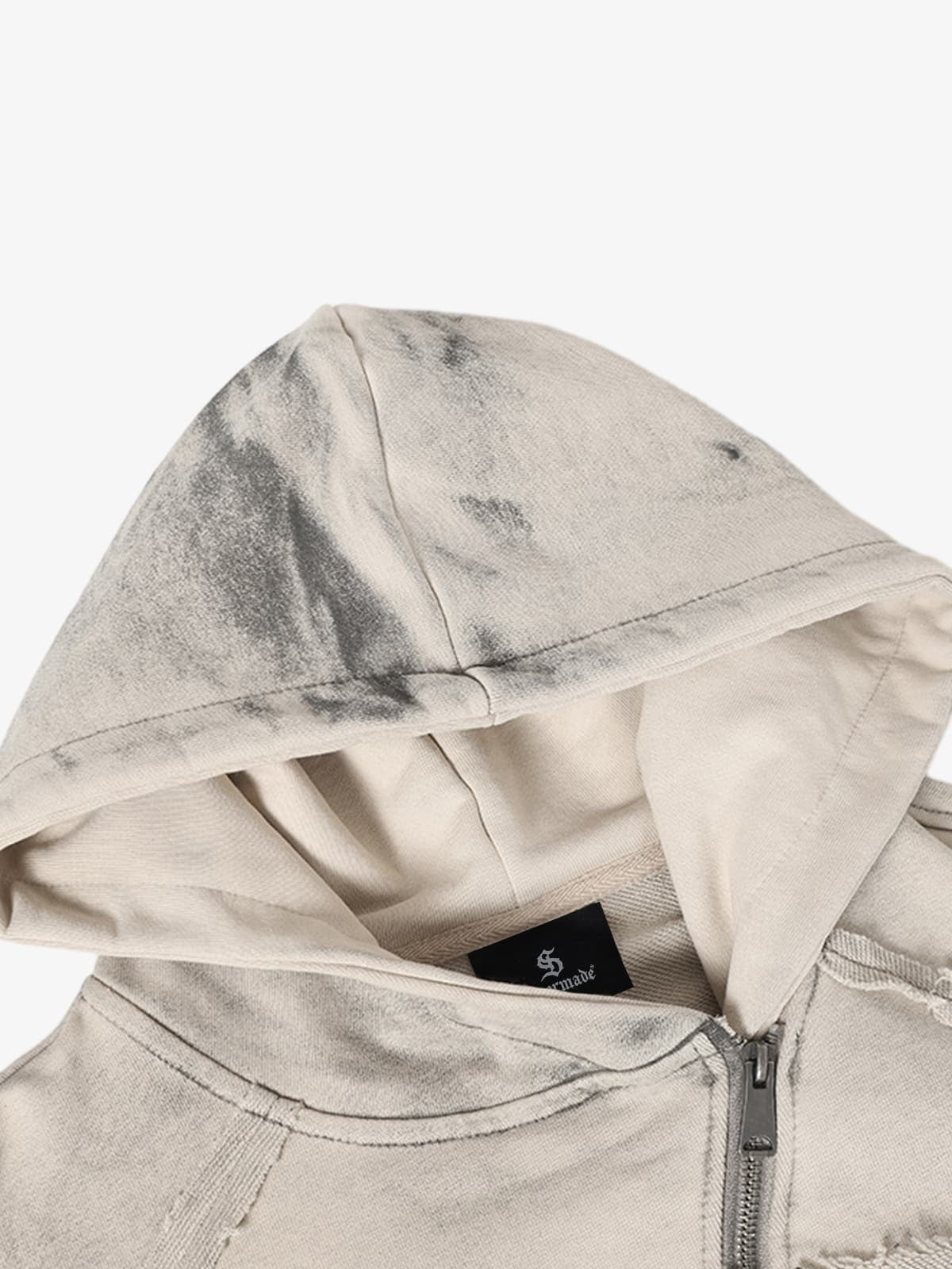 Retro Asymmetric Zip Up Deconstructed Hoodie