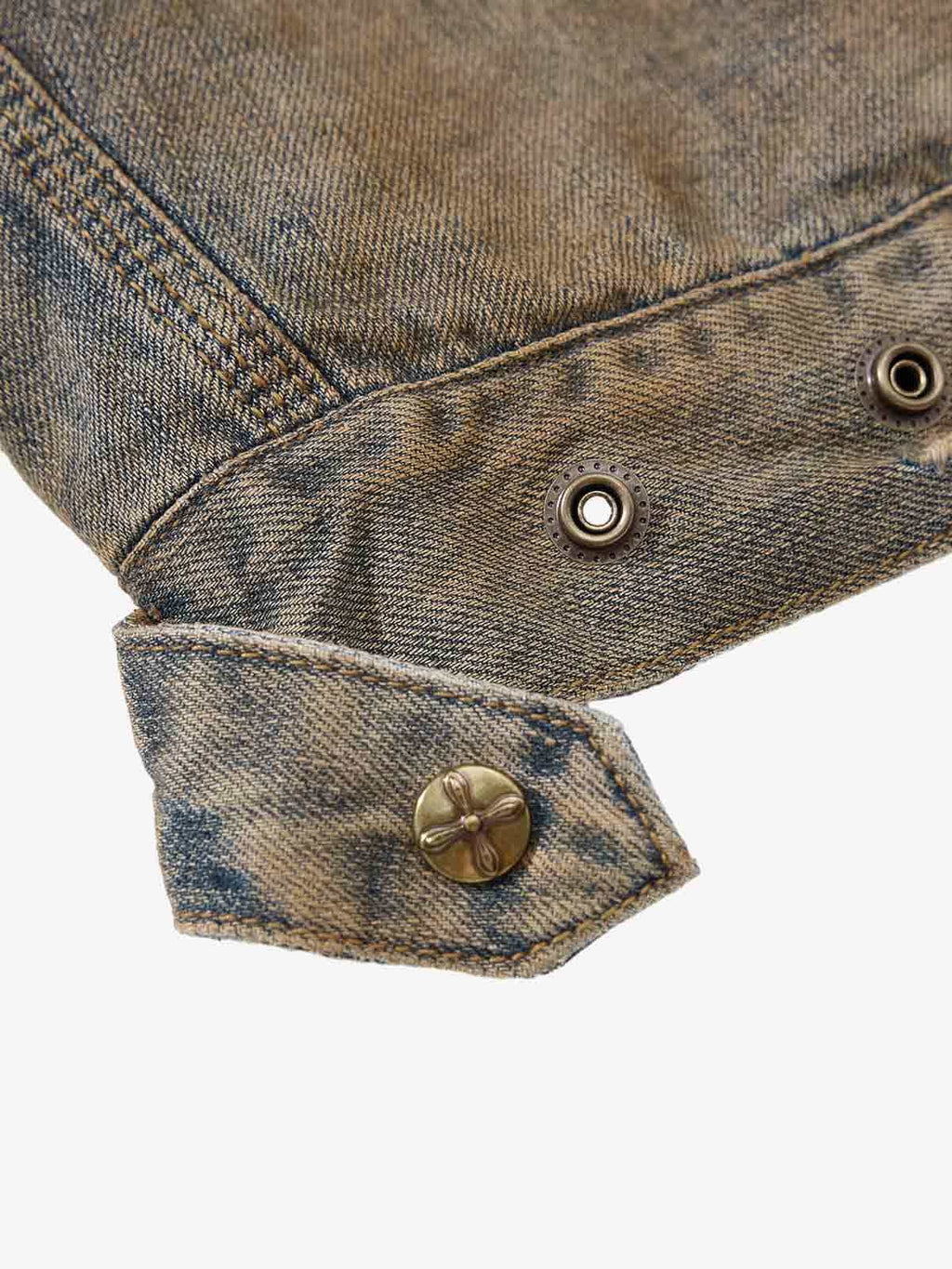 Vintage Washed Distressed Denim Zip Up Jacket