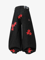 American Flag Patch Rhinestone Baggy Jeans