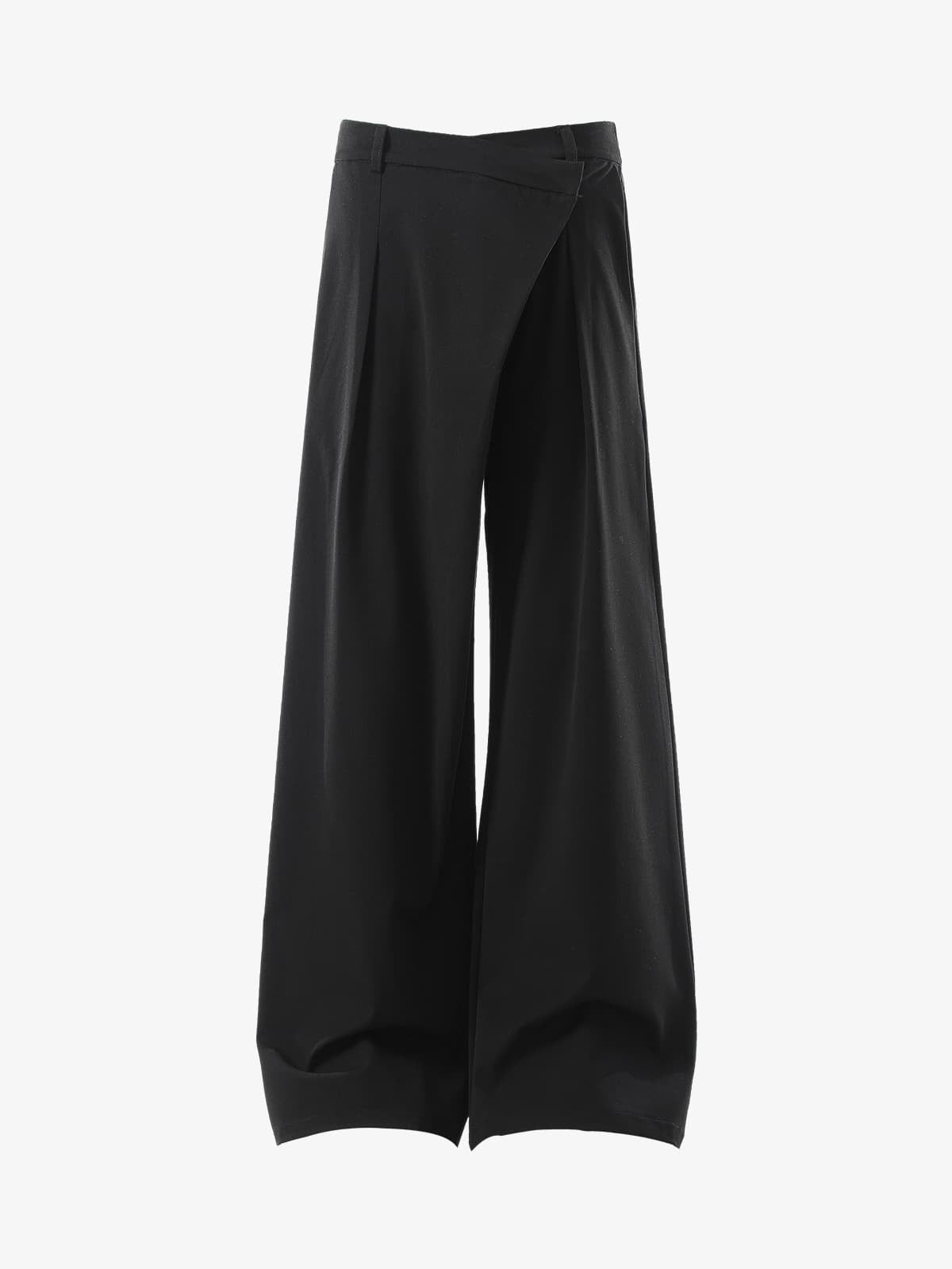 Retro Asymmetric Waist Loose Wide-Leg Trousers