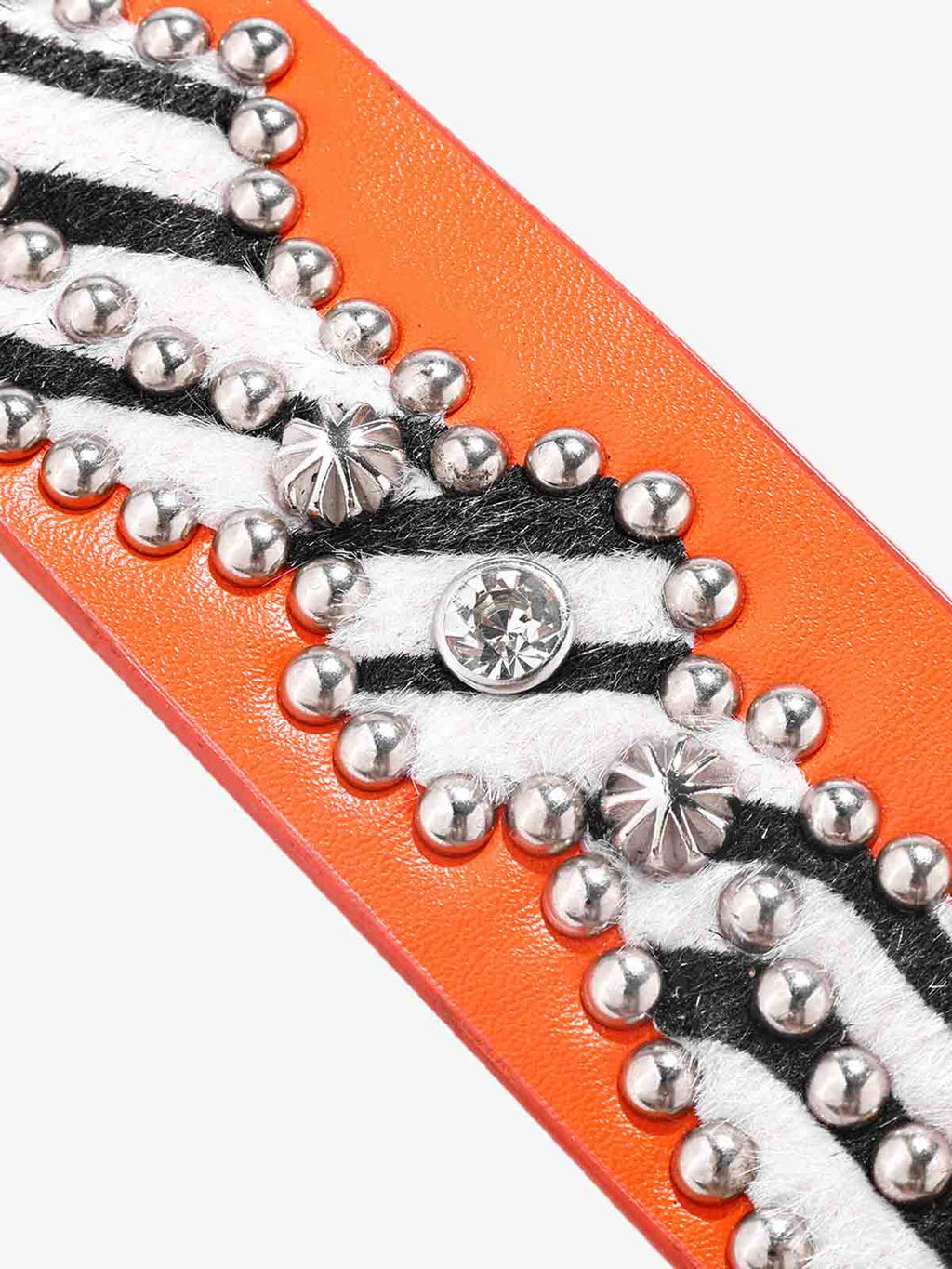 Retro Studded Zebra Pattern Wide Leather Belt