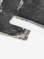 Distressed Patchwork Wide Leg Washed Denim Jeans