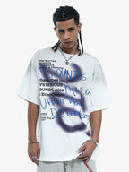 Washed Graffiti Text Print Spray Effect T-Shirt - 2614