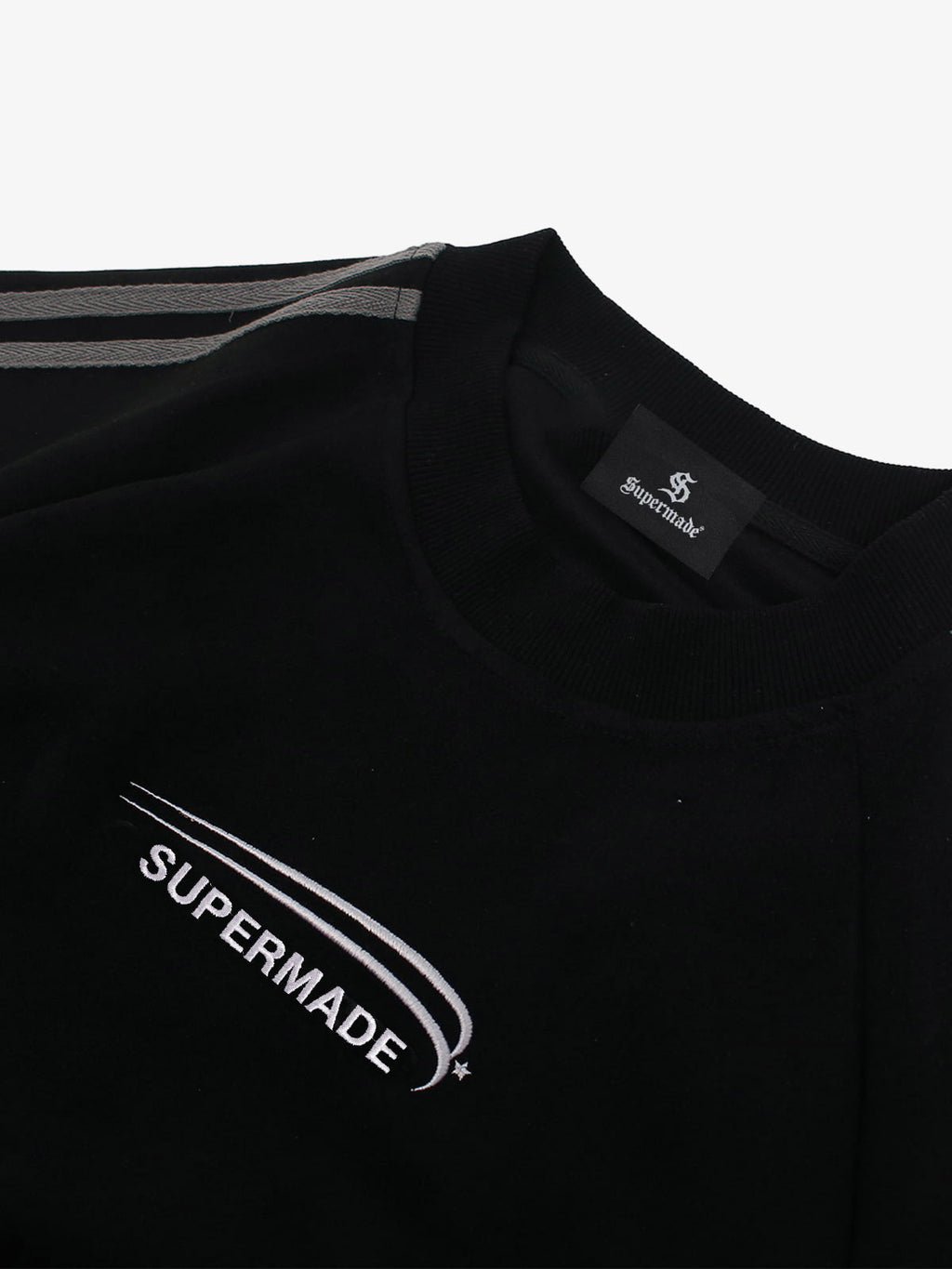 Suede Panel precipice Embroidered Short Sleeve T-Shirt - 2616