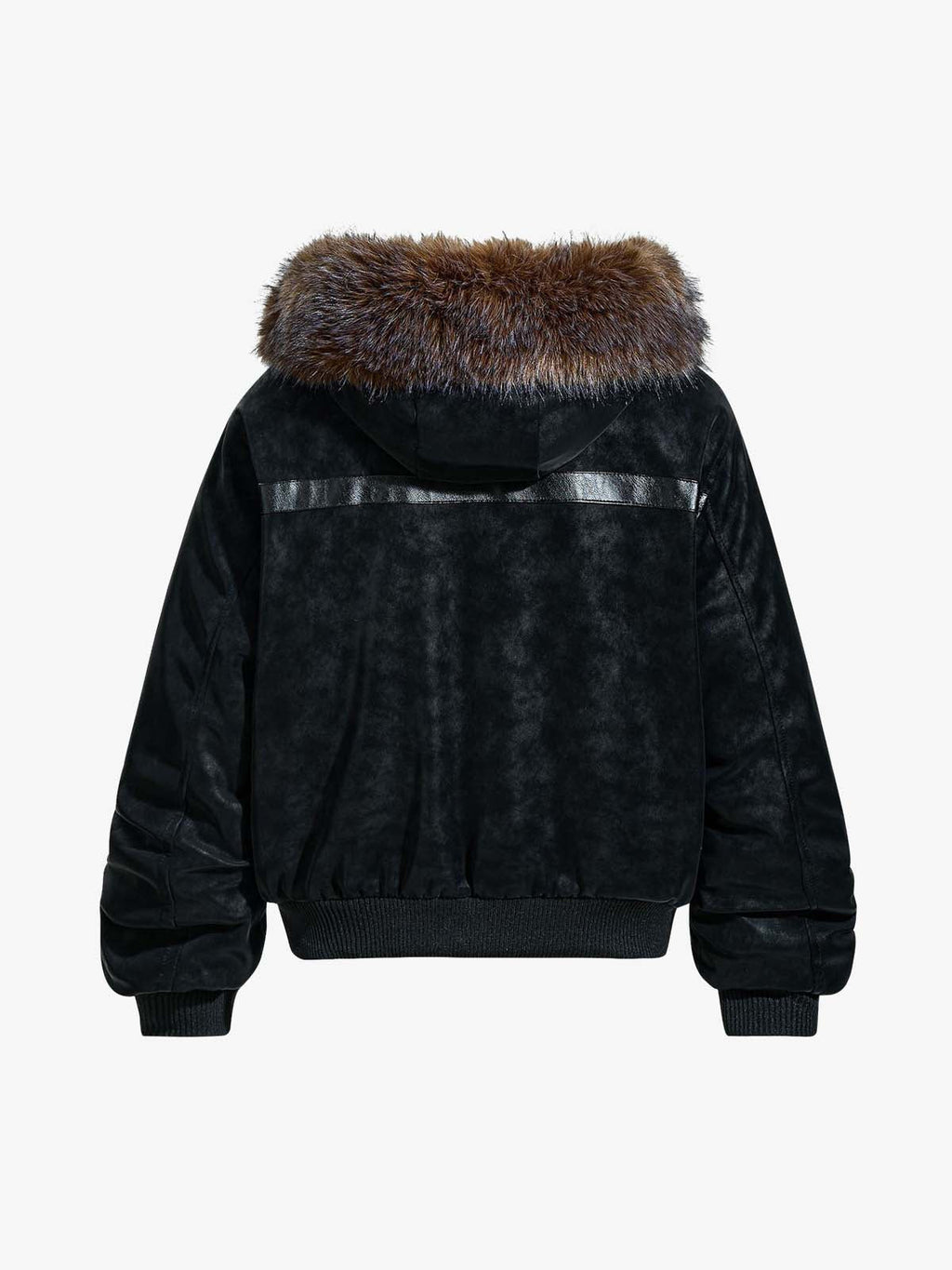 Retro Detachable Faux Fur Collar Suede Fleece Hoodie Jacket