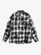 Vintage Wash Plaid Spray Dye Raw Hem Shirt