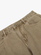 Curved Barrel Leg Inner Pleat Utility Jeans