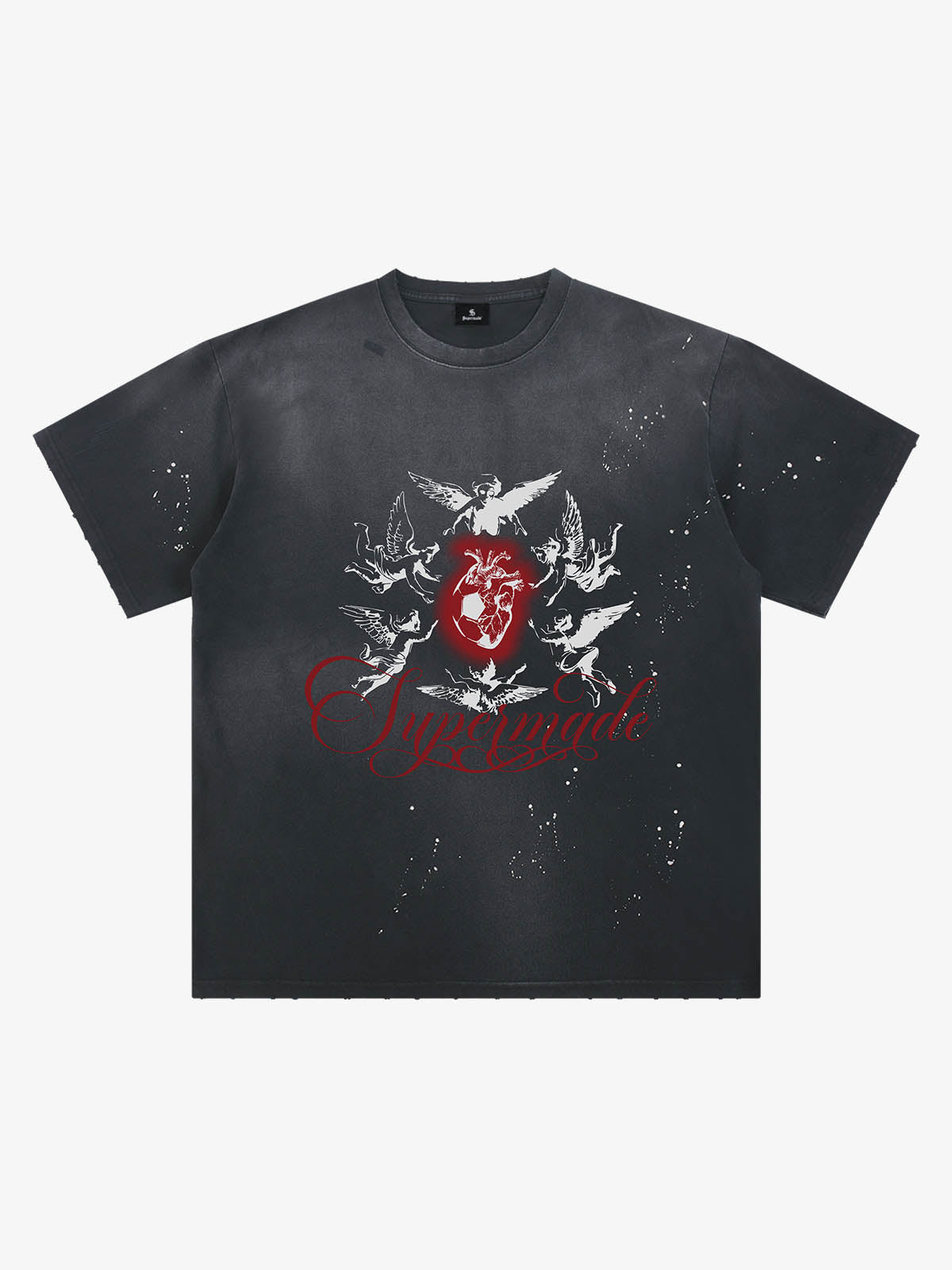 Distressed Angel Heart Soccer Graphic T-Shirt