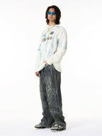 Vintage Washed Distressed Multi-Structure Patchwork Jeans