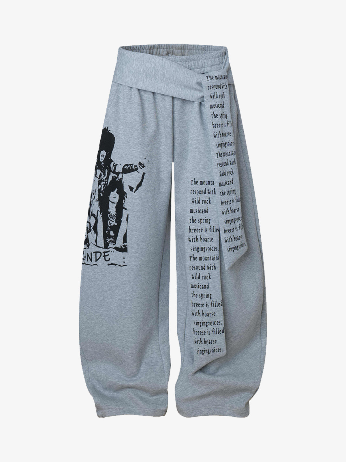 Dark Street Character Print Waist Strap Detail Barrel Pants
