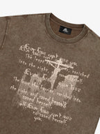 Washed Cross Overlay Text Graphic T-Shirt