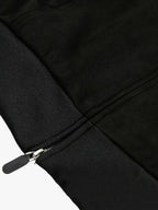 Suede Leopard-Trimmed Paneled Bomber Jacket