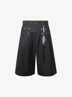 Pleated Design Pendant Decoration Baggy Shorts - 2482