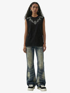 Suede Thorn Embroidered Vest
