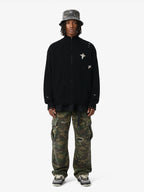 Woven Ripped Camouflage Cargo Baggy Pants - 2410