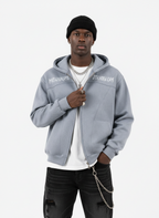 Vintage Suede Letter Embroidered Cropped Zip Up Hoodie