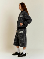 Original Oversized Denim Hoodie And Shorts Set - 2583