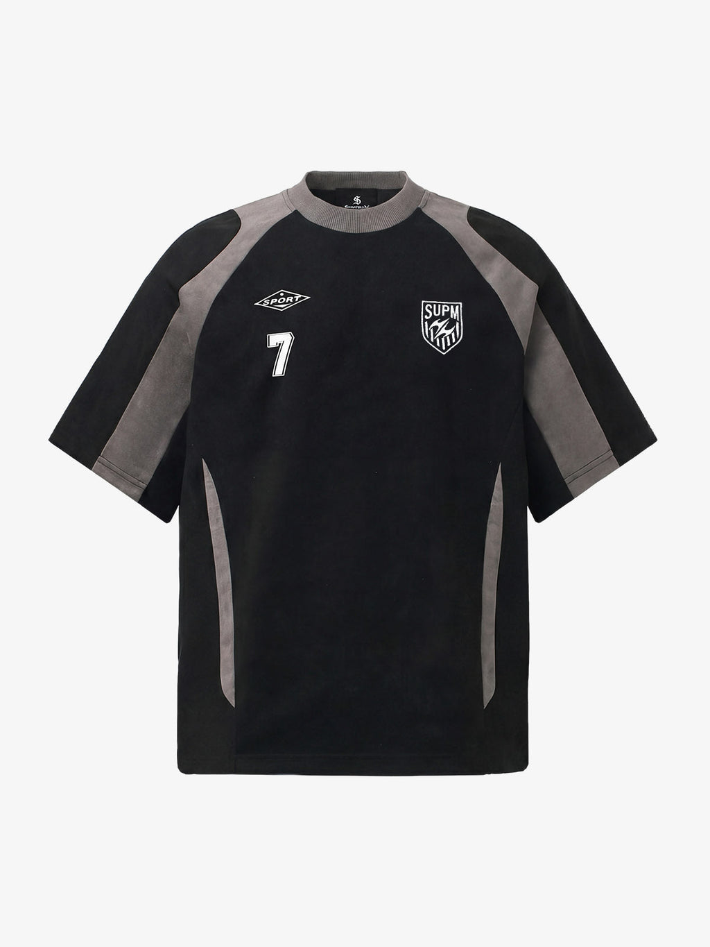 Suede-Touch Embroidered Sport Color-Block T-Shirt