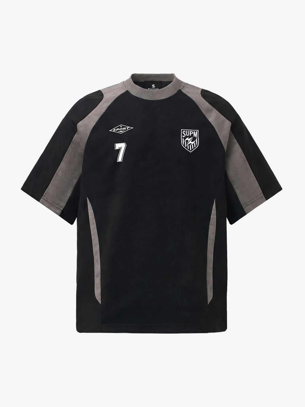 Suede-Touch Embroidered Sport Color-Block T-Shirt