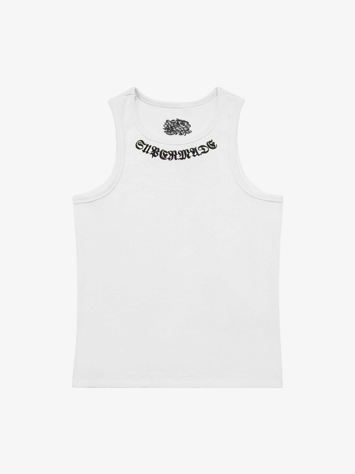 Gothic Lettering Embroidered Ribbed Vest - 2522