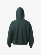 Suede Letter Embroidered Cropped Zip-Up Hoodie