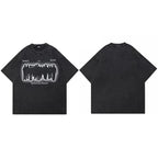 Graphic Vintage Black Shadow Washed T-Shirt — fabric close-up
