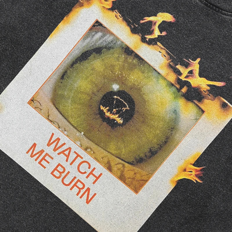Graphic Retro Black Eye Washed T-Shirt — detail shot