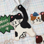 Y2K Cat Patchwork Loose Shirt — detail shot
