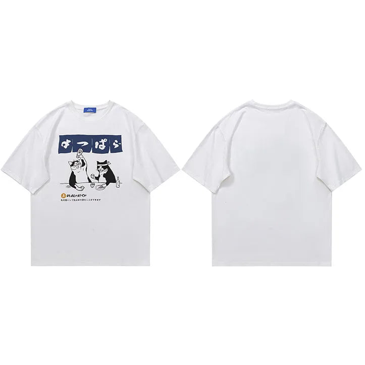 Cat Cartoon T-Shirt — fabric close-up