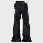 Red Patchwork Denim Flare Jeans — front view