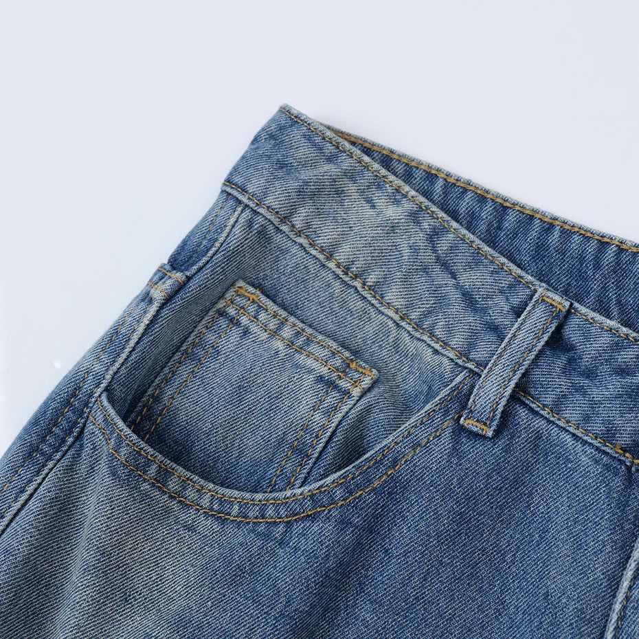 Vintage Car Denim Shorts — back view