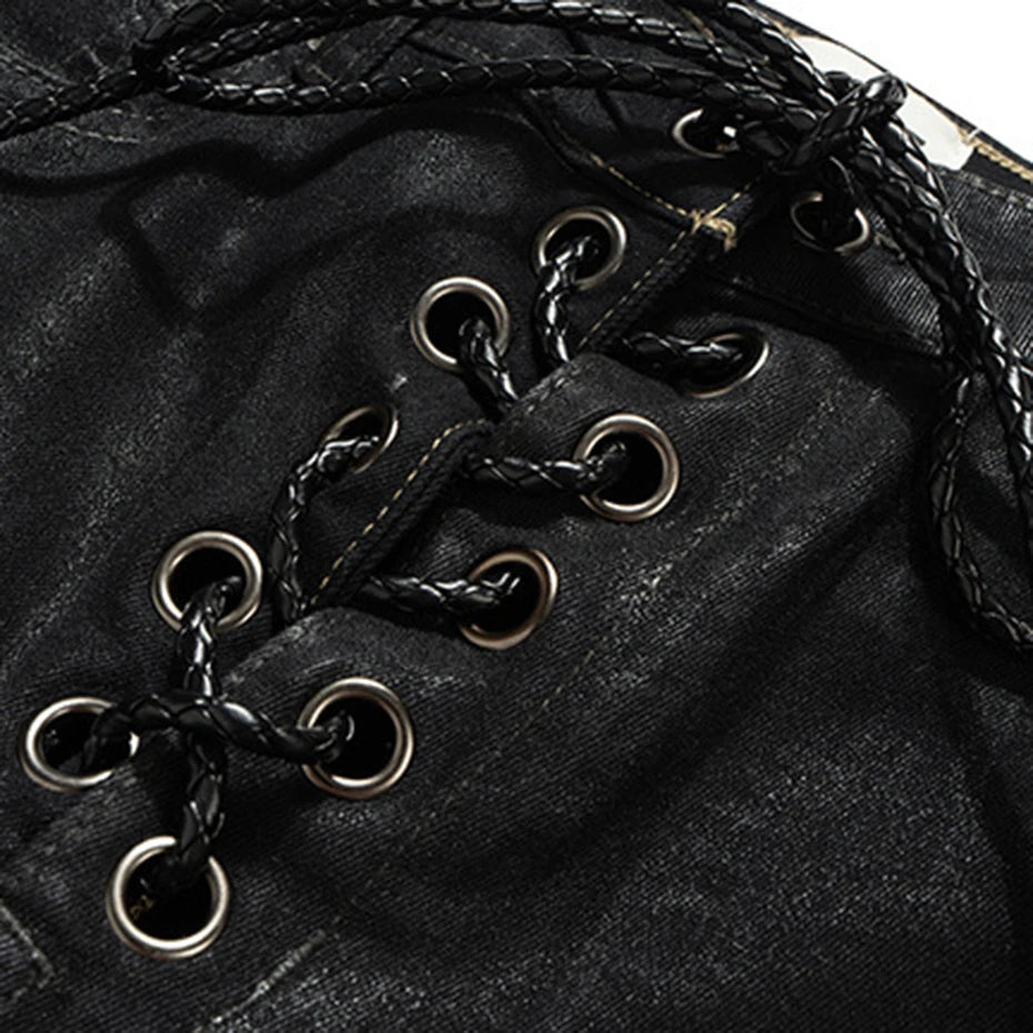 Black Denim Slim Coat — fit shot