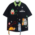 Cat Embroidered Loose Shirt — styling shot