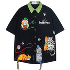Cat Embroidered Loose Shirt — styling shot