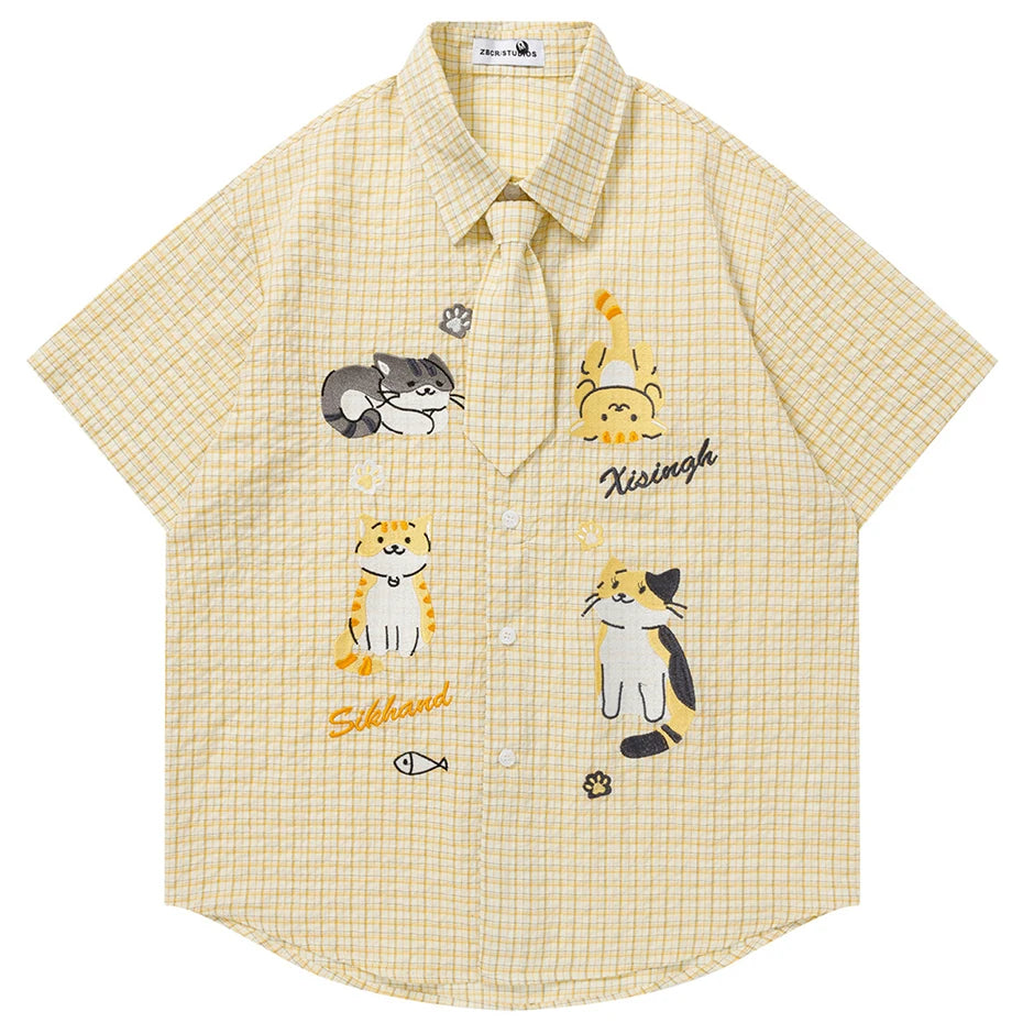 Shirts Cat Embroidered Loose Shirt — styling shot