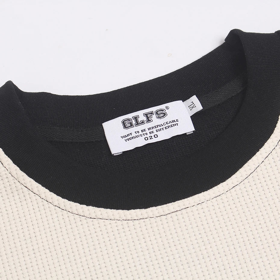 Vintage Beige Oversized Long Sleeve Tee — back view