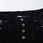 Rivet Black Patchwork Denim Baggy Jeans — detail shot