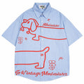 Vintage Dog Striped Graphic Loose Shirt — styling shot