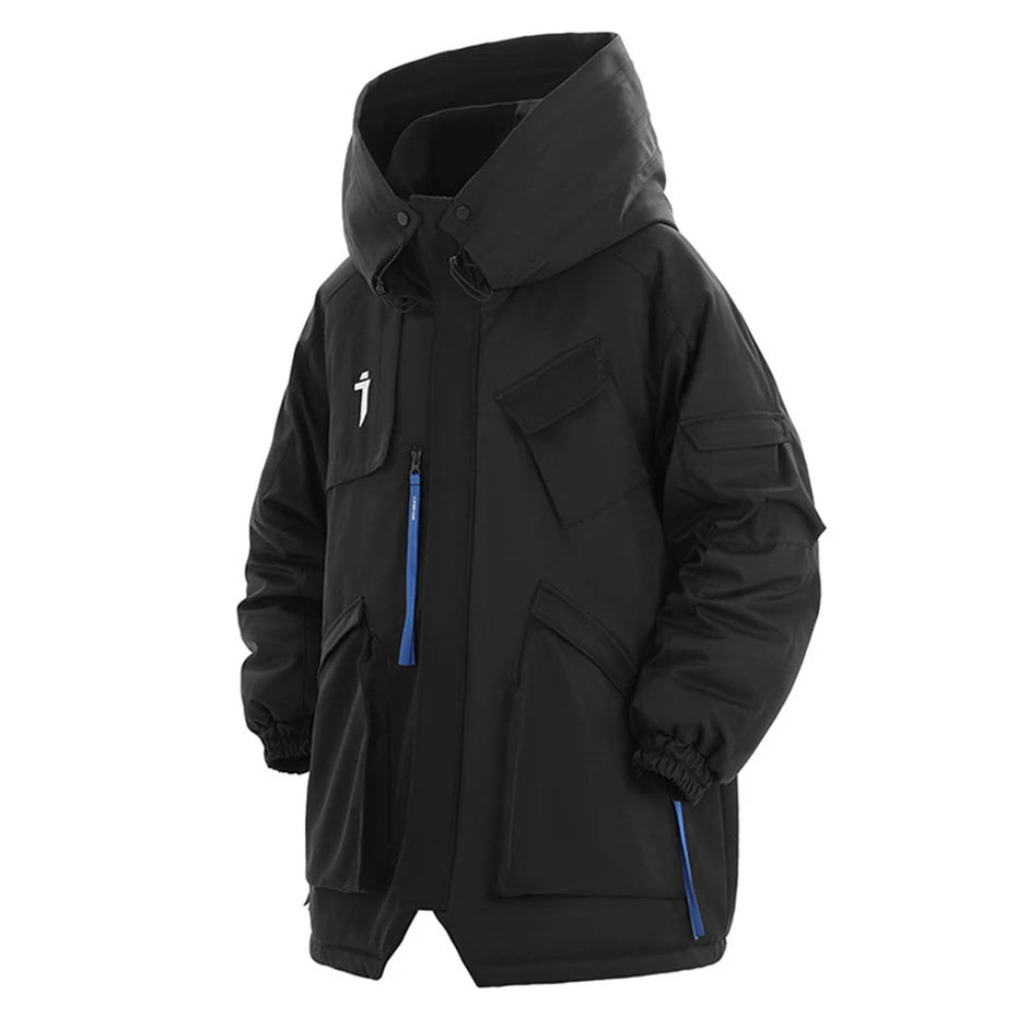 Techwear Hooded Oversized Puffer Jacket — back view
