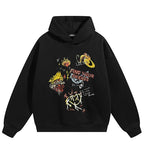 Y2K Black Graffiti Graphic Hoodie — fabric close-up