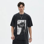 Vintage Black Doberman Dog Graphic T-Shirt — front view
