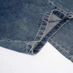 Side Vintage Denim Baggy Jeans — fabric close-up