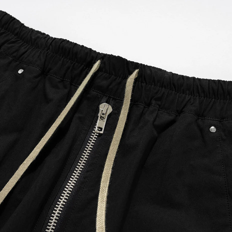 Black Drawstring Wide Leg Cargo Pants — fit shot